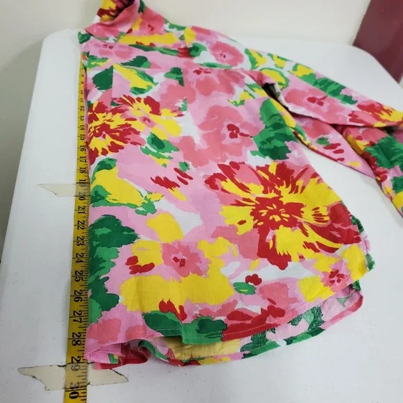 Charter Club Womens Long Sleeve Linen Button Up Top Size 2X Floral Beach Coastal - Picture 8 of 12